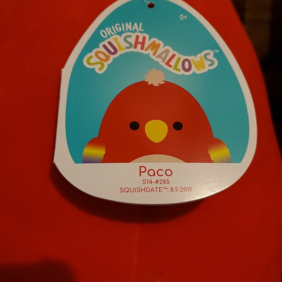 Squishmallow 14" Paco the Parrot Soft Red Plush Kellytoy Rainbow Fuzzy Wings NWT - Picture 8 of 10